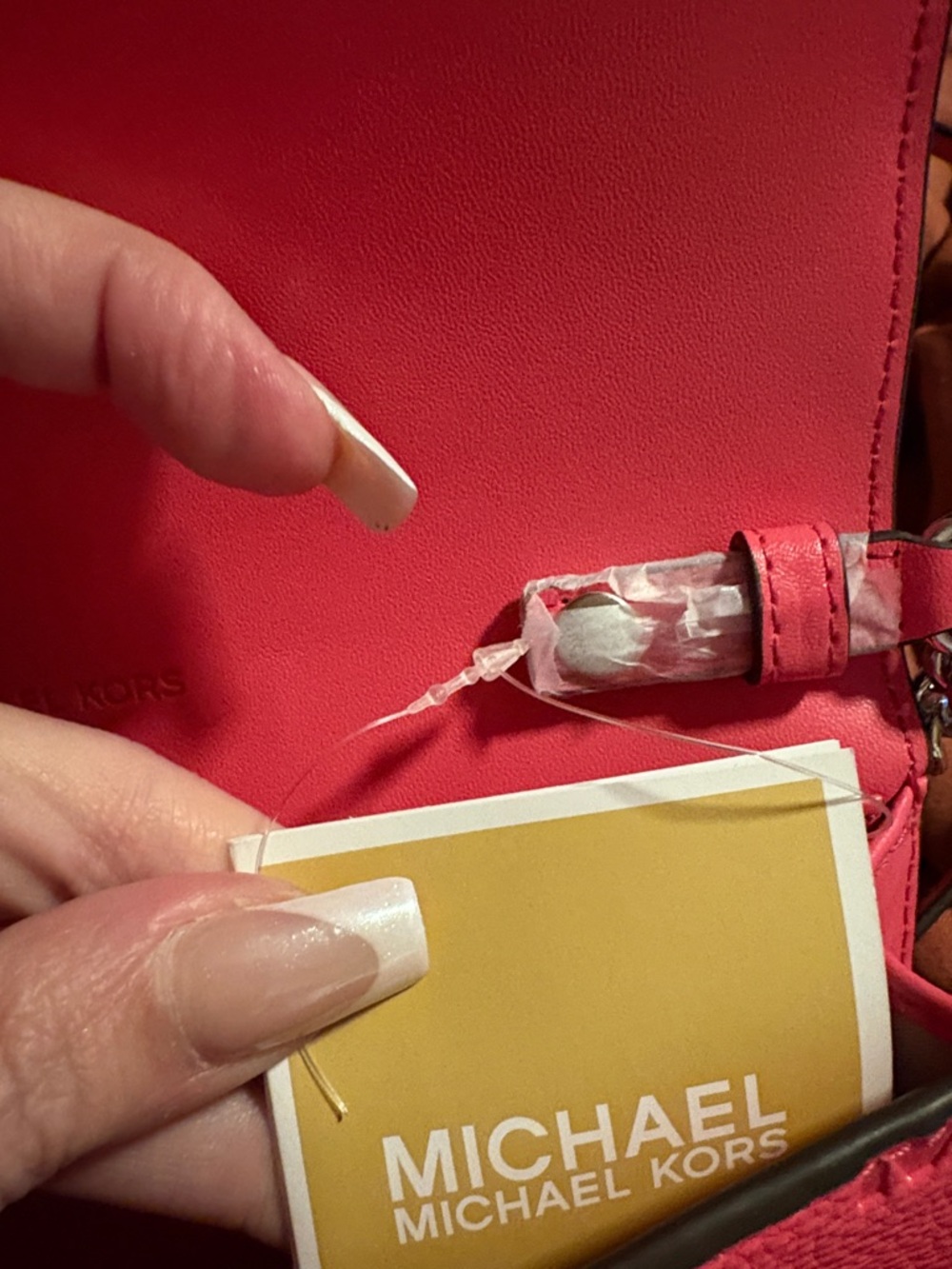 Michael Kors Hibiscus 🌺 Pink Embossed MK Leather Clutch with Silver Hardware ✔️📸 - Picture 10 of 16